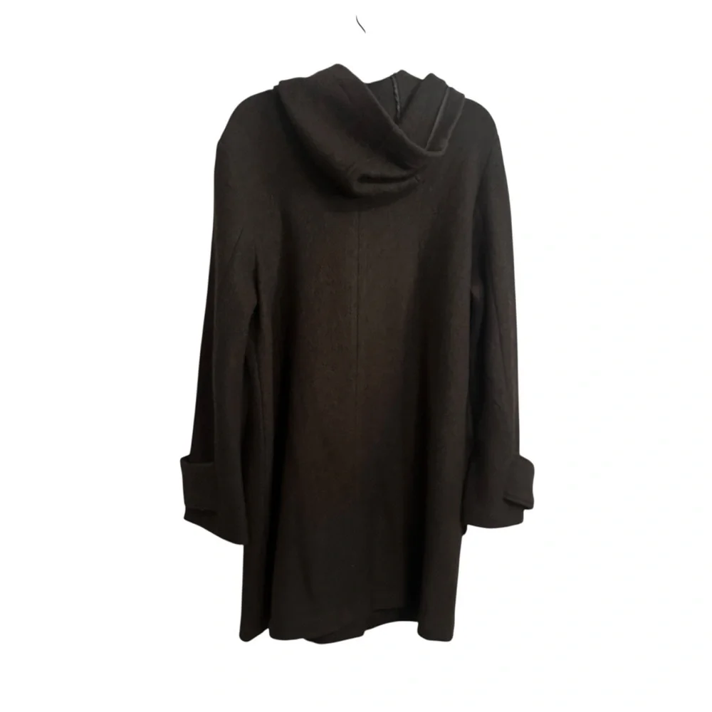 Jones NY Dark Green Wool Blend Button Up Trench Hooded Coat Size XL - Picture 6 of 8